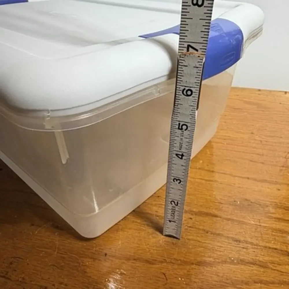 Vintage Rubbermaid Blue White Clear Latch Keeper Container #463C Lid #463A
